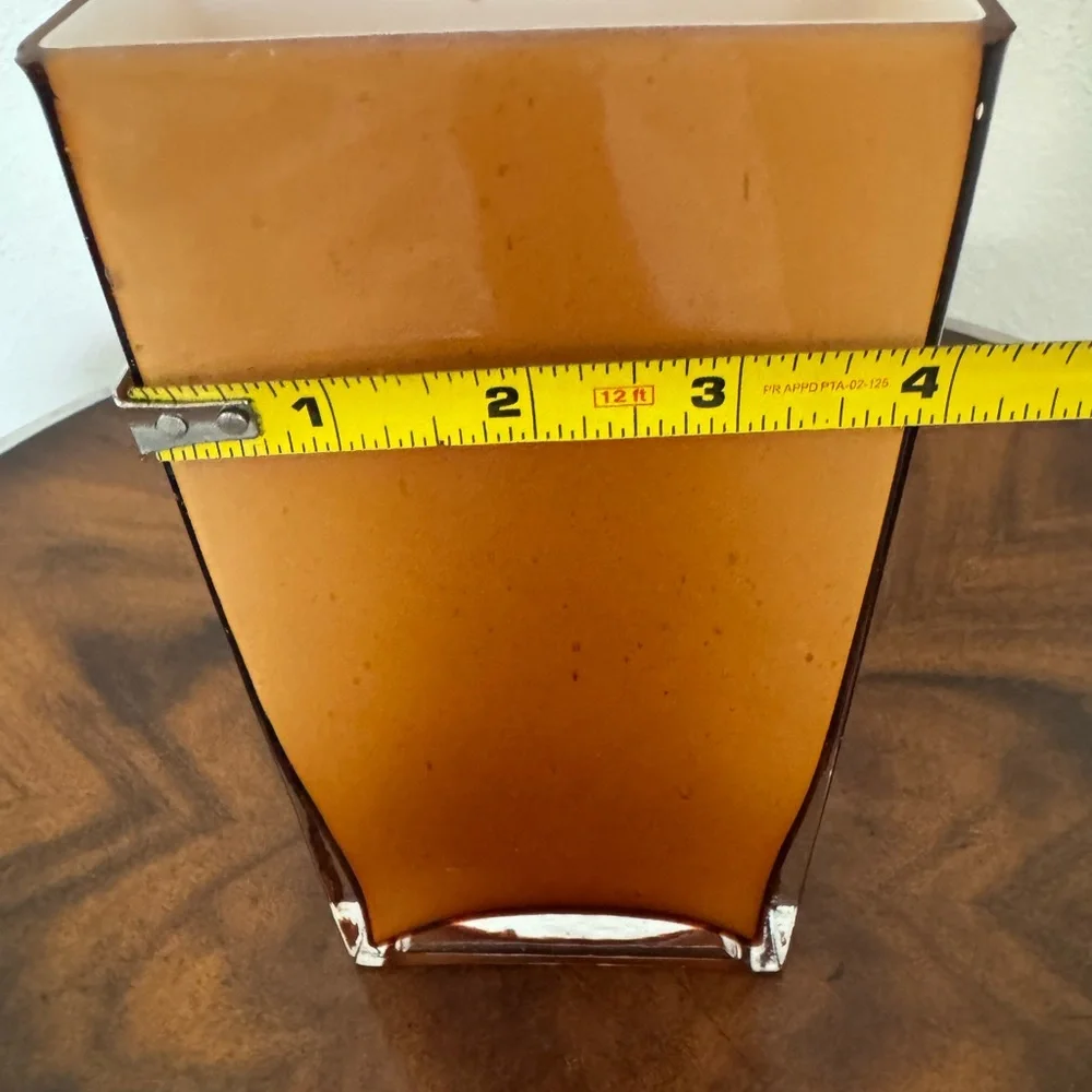 Elegant Italian Cased Amber Hand Blown Glass Vase 8 1/4 Inches - Picture 3 of 10